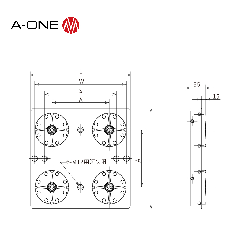 Zero-point positioning chuck -quatro 3A-110107/3A-110108